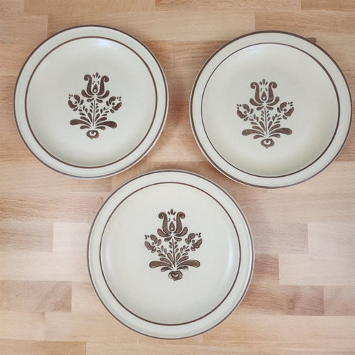 Pfaltzgraff Village Salad plate Small 6 3/4” Set of 3 Tan Brown Castle Mark