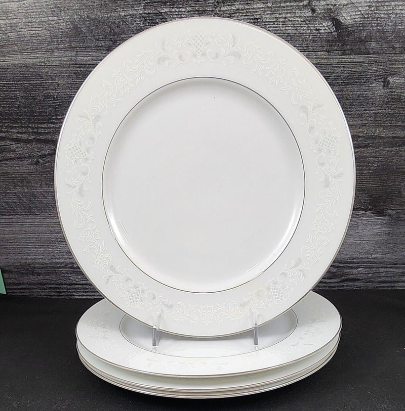 Load image into Gallery viewer, Sango Florence Dinner Plate 10 5/8&quot; Set of 4 Gray Scrolls Japan 3646 Dishware
