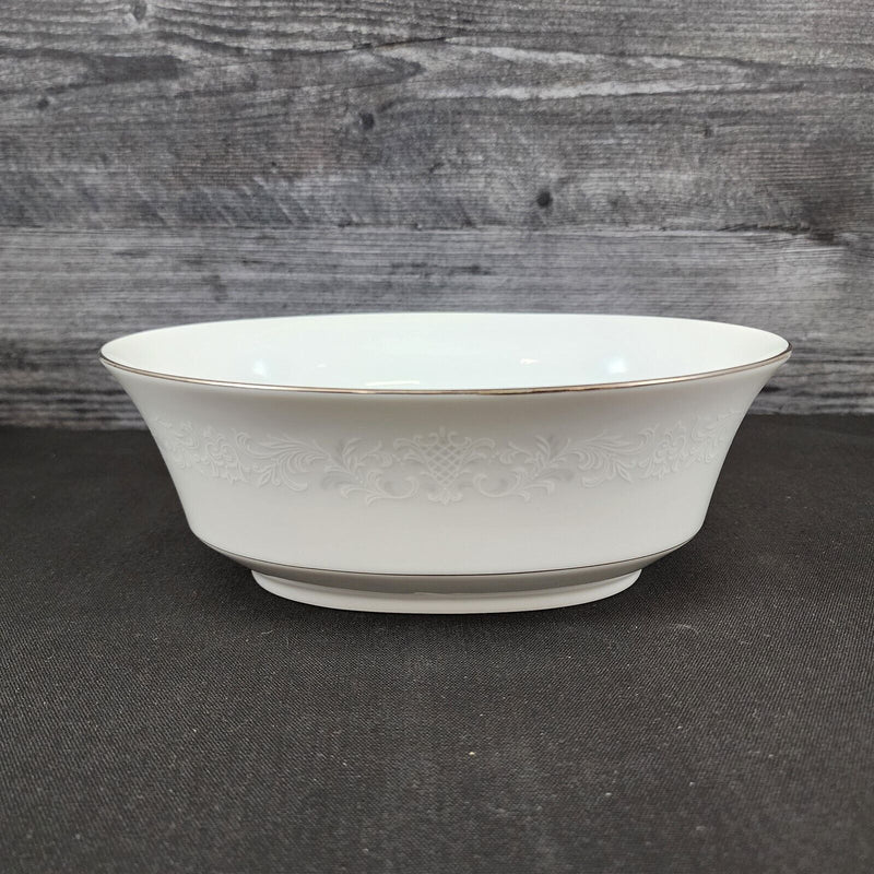 Load image into Gallery viewer, Sango Florence Vegetable Oval 9&quot; Serving Bowl Gray Scrolls Japan 3646 Dishware
