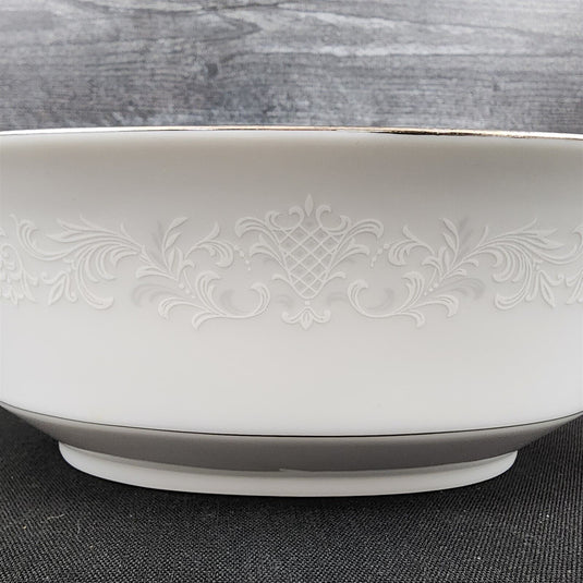 Sango Florence Vegetable Oval 9" Serving Bowl Gray Scrolls Japan 3646 Dishware