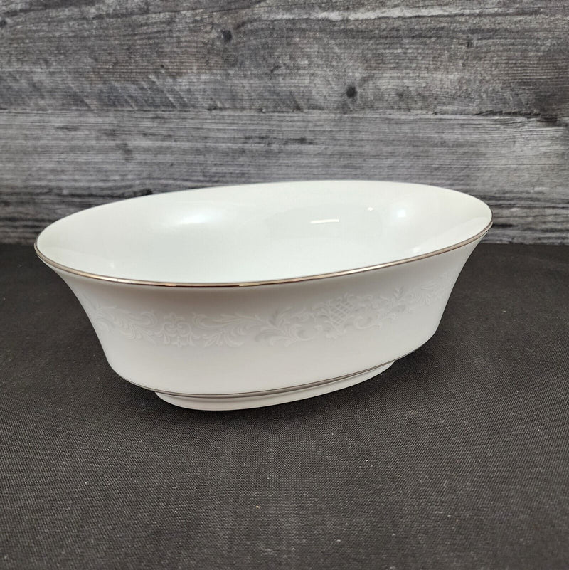 Load image into Gallery viewer, Sango Florence Vegetable Oval 9&quot; Serving Bowl Gray Scrolls Japan 3646 Dishware
