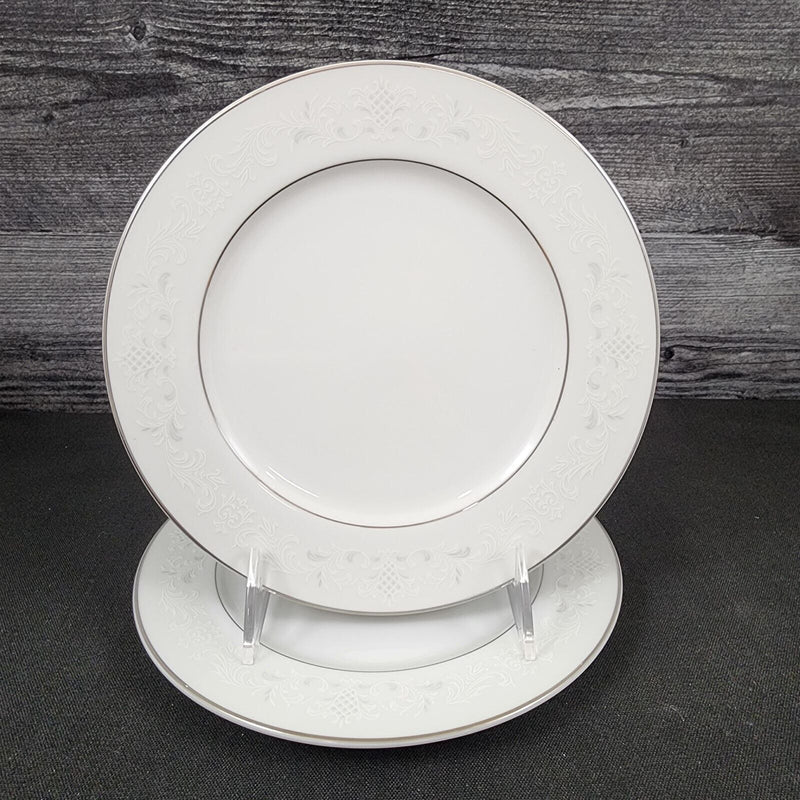 Load image into Gallery viewer, Sango Florence Salad Plate Set of 2 Gray Scrolls Japan 3646 Dishware 7 3/4&quot;
