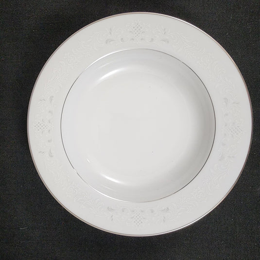 Sango Florence Set of 2 Soup Coupe Bowl 7 5/8" Gray Scrolls Japan 3646 Dishware