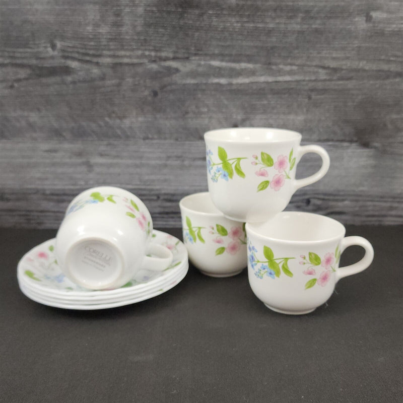 Load image into Gallery viewer, Corelle Corning Delicate Array Coffee Cup &amp; Saucer Set of 4 Mug Floral Dishware
