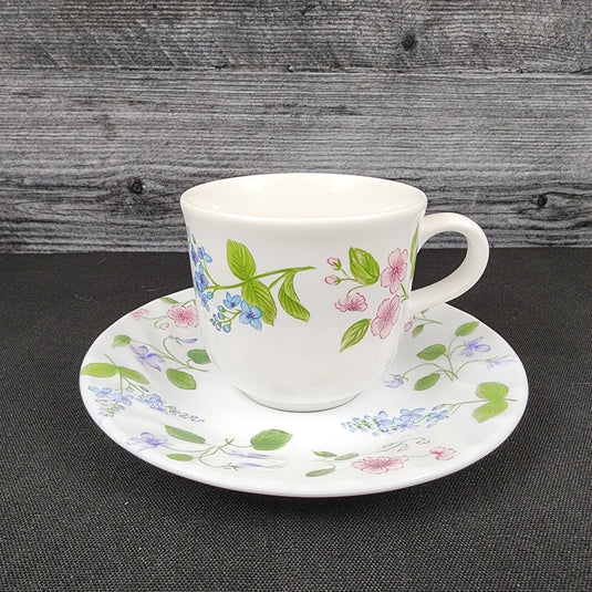 Corelle Corning Delicate Array Coffee Cup & Saucer Set of 4 Mug Floral Dishware