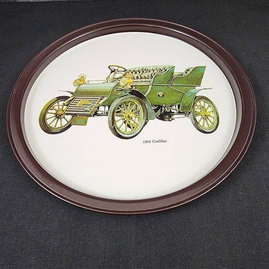 Cadillac 1903 Antique Car Collectible Serving Tin Tray VTG Metal Atlantic Can Co