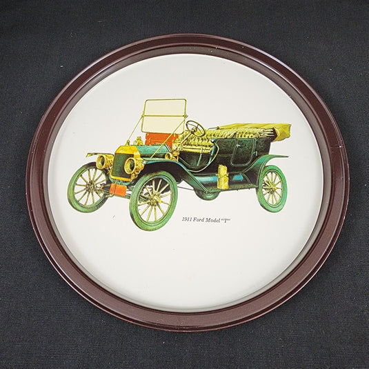 Ford Model T 1911 Antique Car Serving Tin Tray VTG Metal Atlantic Can Co