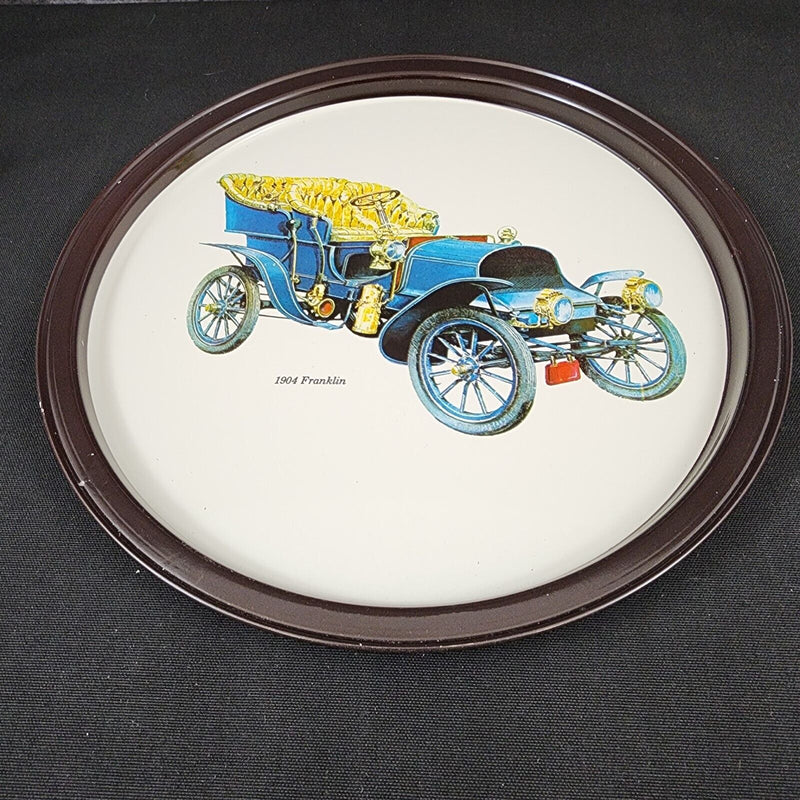 Load image into Gallery viewer, Franklin 1904 Antique Car Collectible Serving Tin Tray VTG Metal Atlantic Can Co
