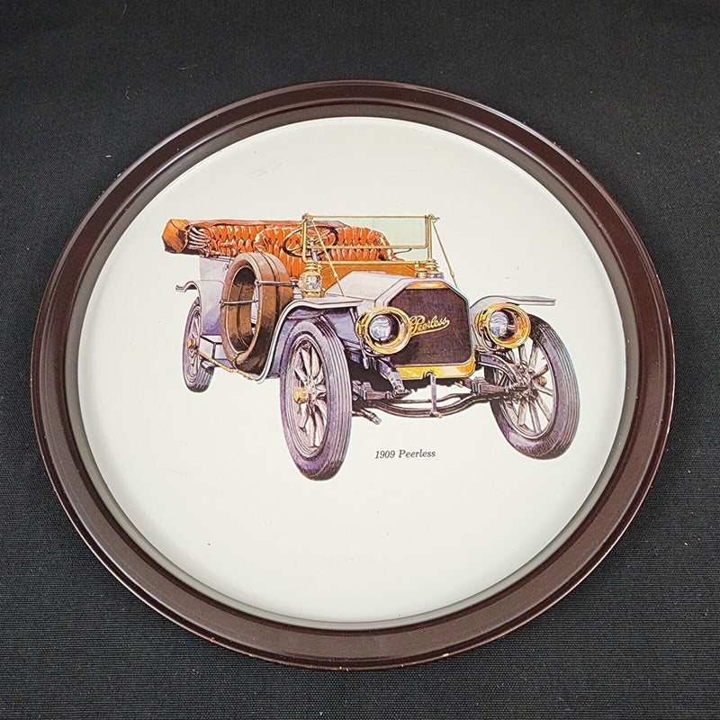 Load image into Gallery viewer, Peerless 1909 Antique Car Collectible Serving Tin Tray VTG Metal Atlantic Can Co
