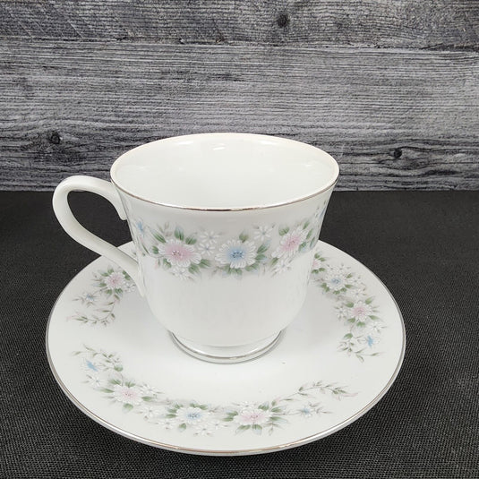 Sango Flower Garden Saucer & Tea Cup 4 Set Coffee Mug Oxford Pink Blue Japan 535