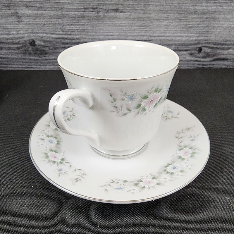 Load image into Gallery viewer, Sango Flower Garden Saucer &amp; Tea Cup 4 Set Coffee Mug Oxford Pink Blue Japan 535
