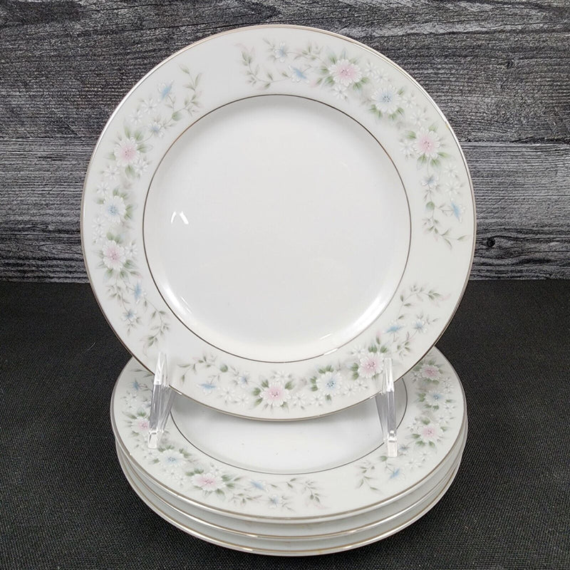 Load image into Gallery viewer, Sango Flower Garden Bread &amp; Butter Plate 4 Set 6.5&quot; Oxford Pink Blue Japan 535
