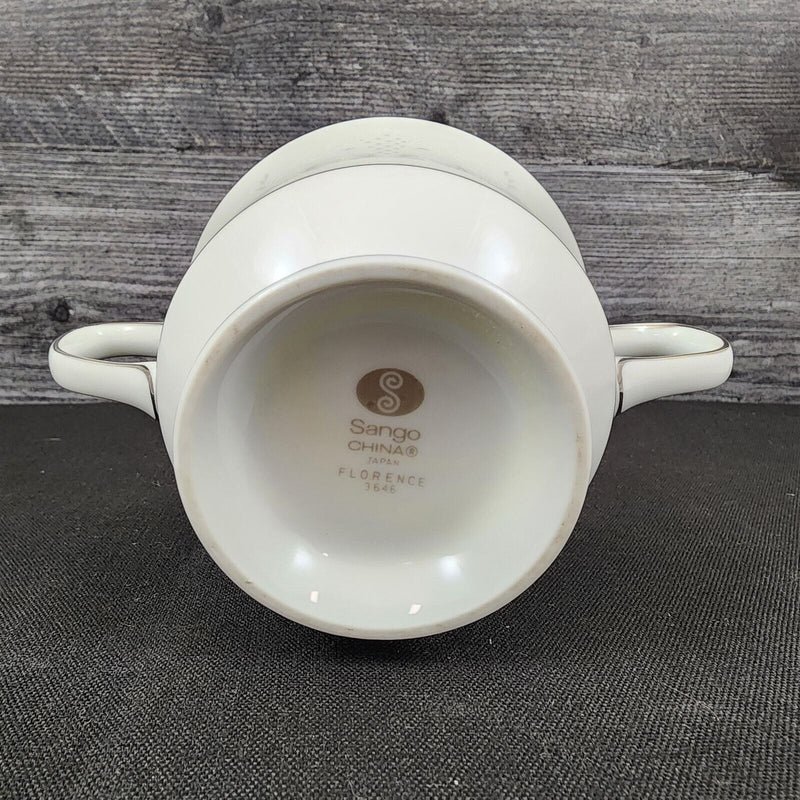 Load image into Gallery viewer, Sango Florence Sugar Bowl with Lid Gray Scrolls Japan 3646 Dishware Tableware
