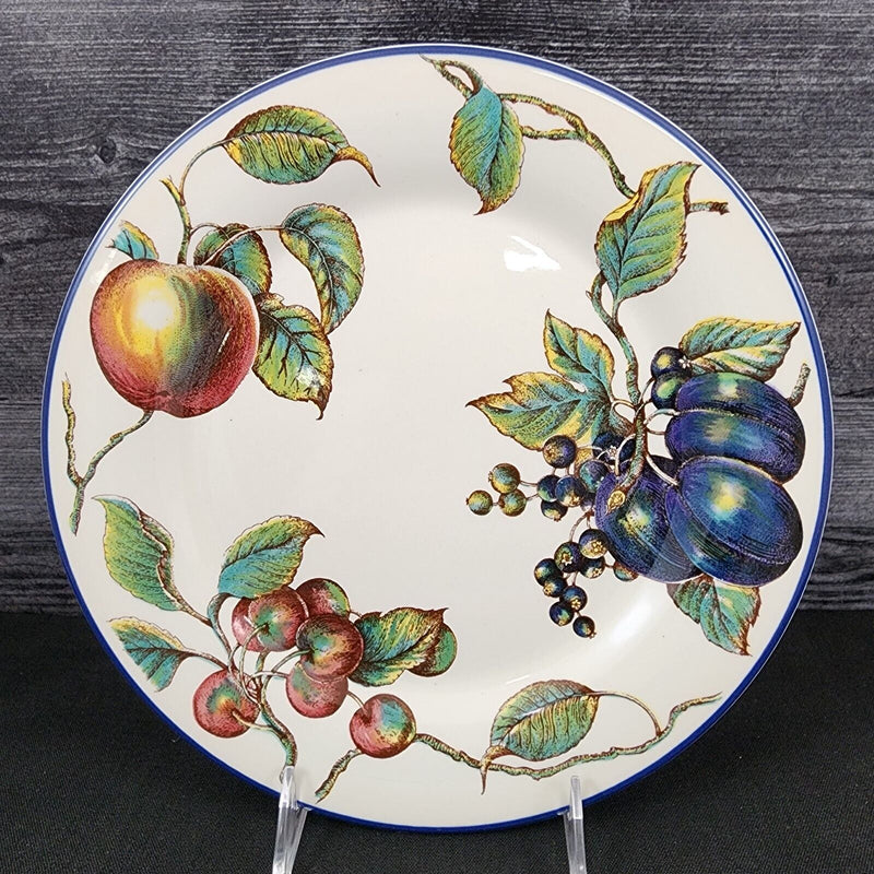 Load image into Gallery viewer, Macintosh by Pier 1 Dinner Plate 10 1/4&quot; Fruits with Blue Trim Dishware
