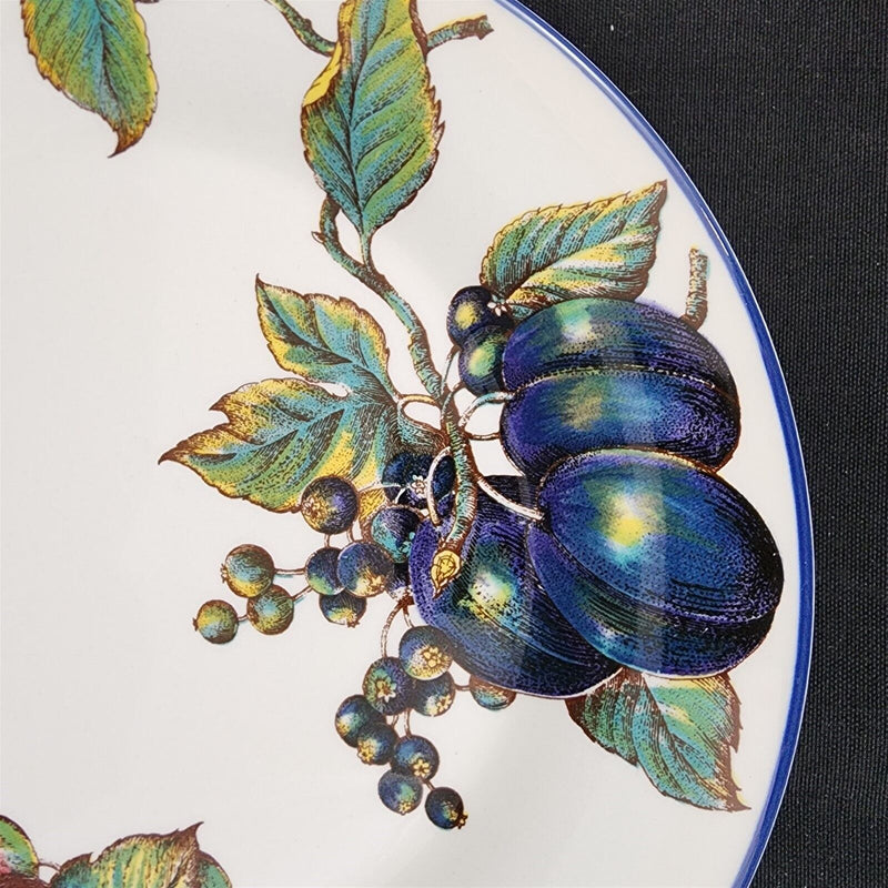 Load image into Gallery viewer, Macintosh by Pier 1 Dinner Plate 10 1/4&quot; Fruits with Blue Trim Dishware
