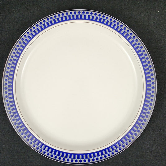 Mikasa Potters Touch Dinner Plate 11" Aztec Blue Gray Geometric Rim Dishware