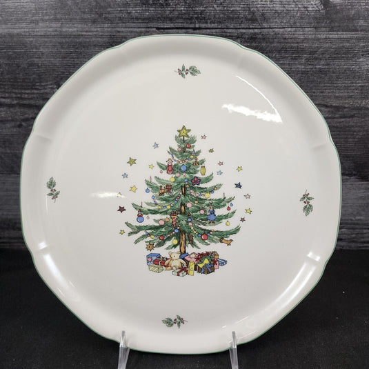 Nikko Cake Plate 11" Happy Holidays Christmas Tree Stars Presents Dishware