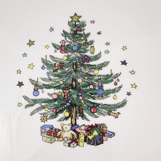 Nikko Cake Plate 11" Happy Holidays Christmas Tree Stars Presents Dishware