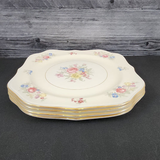 Homer Laughlin Dresden Square Salad 4 Plate eggshell Nautilus Floral 8” USA