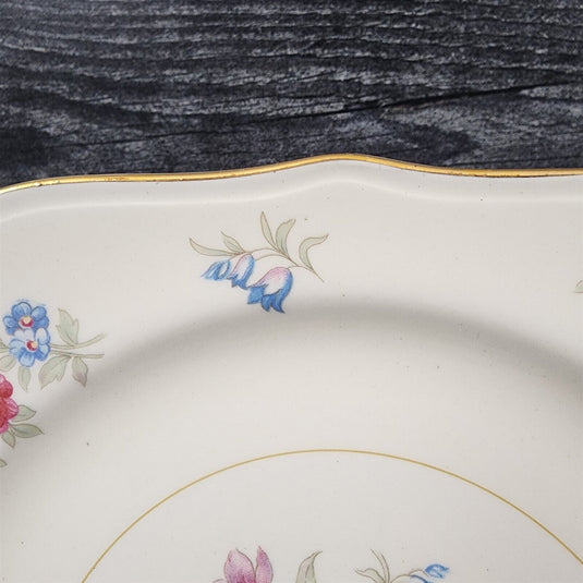 Homer Laughlin Dresden Square Salad 4 Plate eggshell Nautilus Floral 8” USA