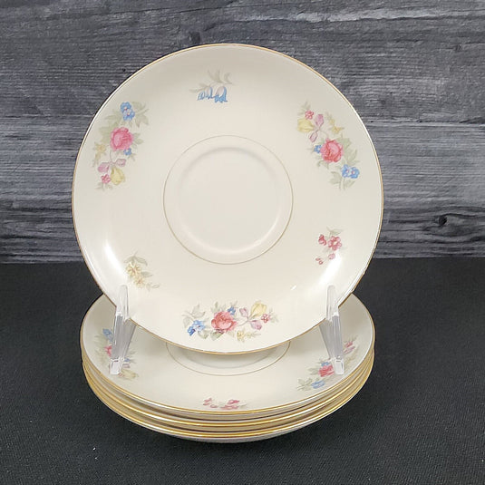 Homer Laughlin Dresden Saucer Set of 4 Eggshell Nautilus Floral 6” USA