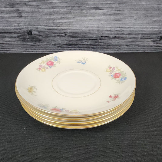 Homer Laughlin Dresden Saucer Set of 4 Eggshell Nautilus Floral 6” USA