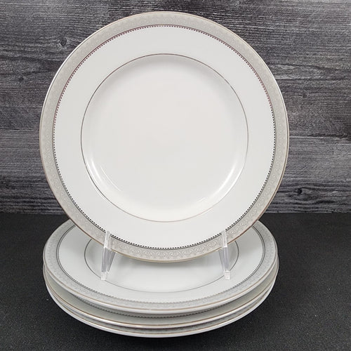 Mikasa Platinum Crown Salad Plate Set of 4 White Ceramic Fine China 8 