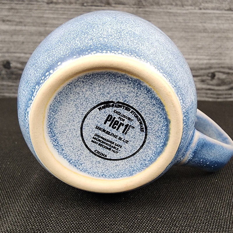 Load image into Gallery viewer, Pier 1 Imports Shoreline Blue Coffee Mug Set of 4 Tea Cup Stoneware Dishware
