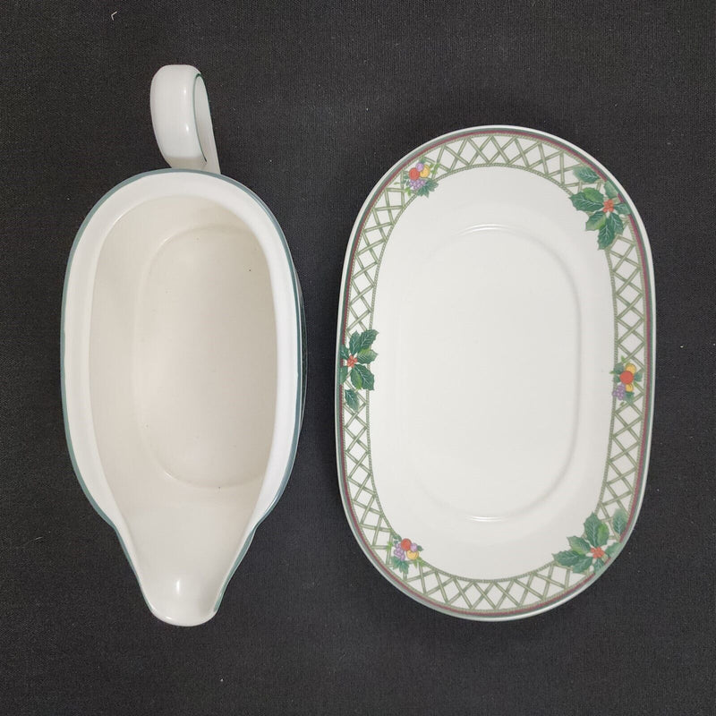 Load image into Gallery viewer, Mikasa Christmas Story Gravy Boat &amp; Under Plate White Holiday Dinnerware Decor
