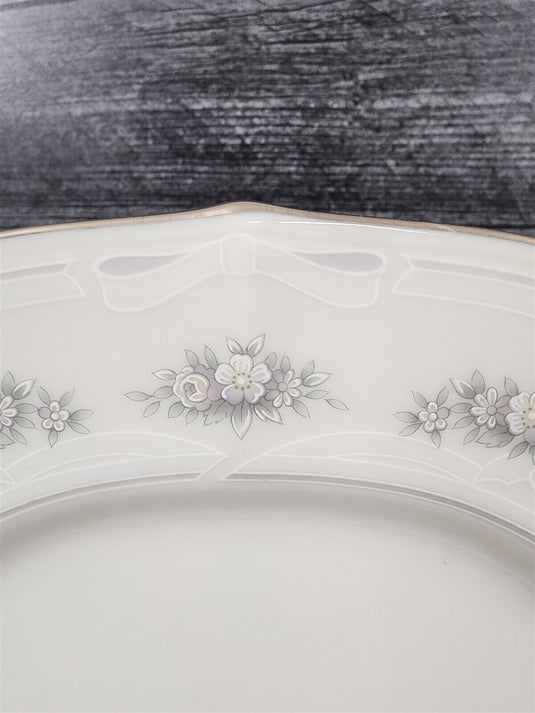 Noritake Southern Lace Salad Plate Ceramic China Vintage Ivory Flower & Ribbons