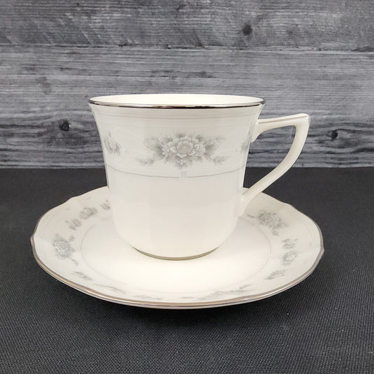 Noritake Southern Lace Tea Cup & Saucer Ivory Flower Vintage Ceramic Mug 7301