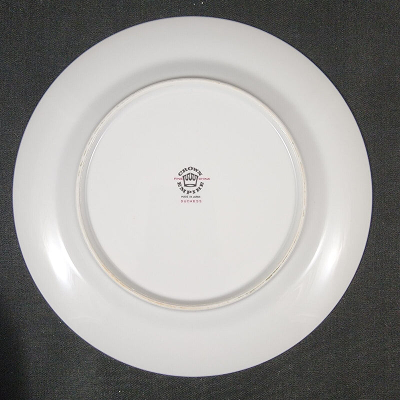 Load image into Gallery viewer, Crown Empire Duchess Set of 4 Dinner Plate 10 3/8&quot; Floral Silver Rim Ceramic
