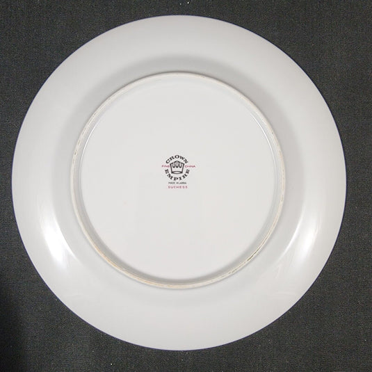 Crown Empire Duchess Set of 4 Dinner Plate 10 3/8" Floral Silver Rim Ceramic