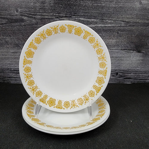 Corelle Corning Butterfly Gold 3 Plate Set Bread & Butter Ceramic White 6 3/4
