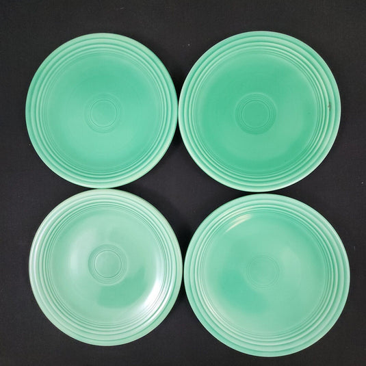 Fiesta Ware Homer Laughlin 4 Green Bread Butter Dessert Plate Set Ceramic Vtg