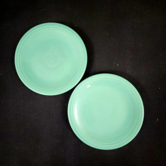 Fiesta Ware Homer Laughlin 2 Green Bread Butter Dessert Plate Set Ceramic Vtg