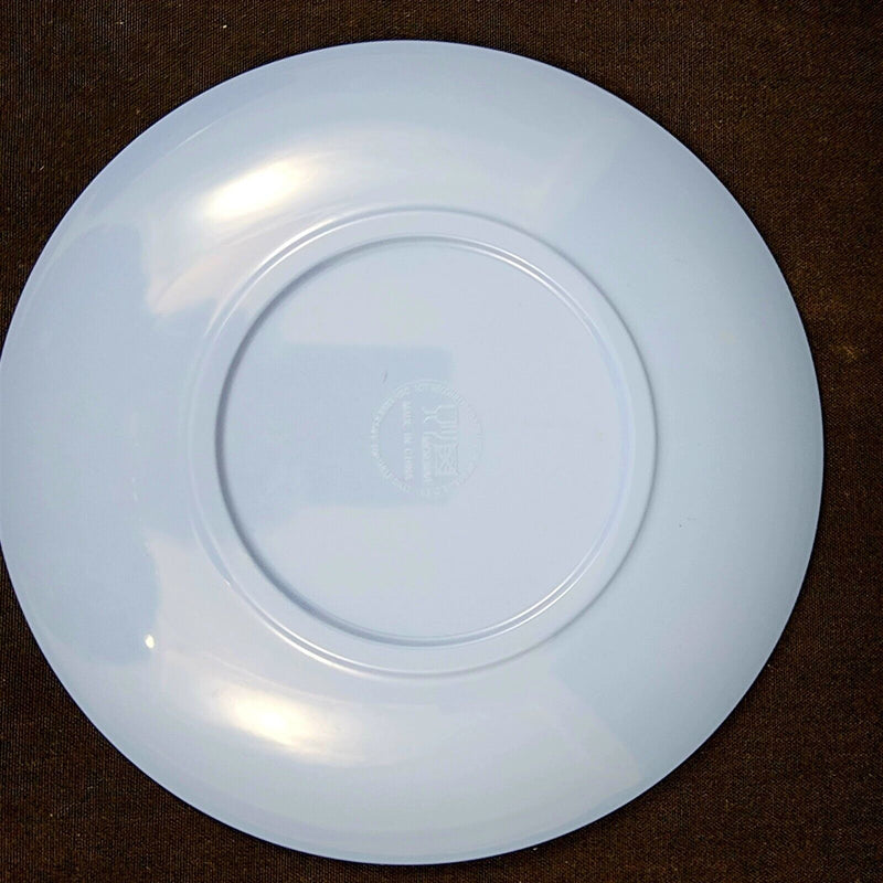 Load image into Gallery viewer, Melamine Plate Fish Pattern Blue Green Orange Set of 4 Coastal Dinner Dish 9"
