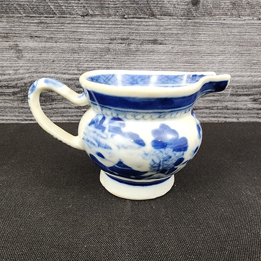 Snout-Nosed Creamer 3” By Canton Antique Chinese Export Blue White Porcelain