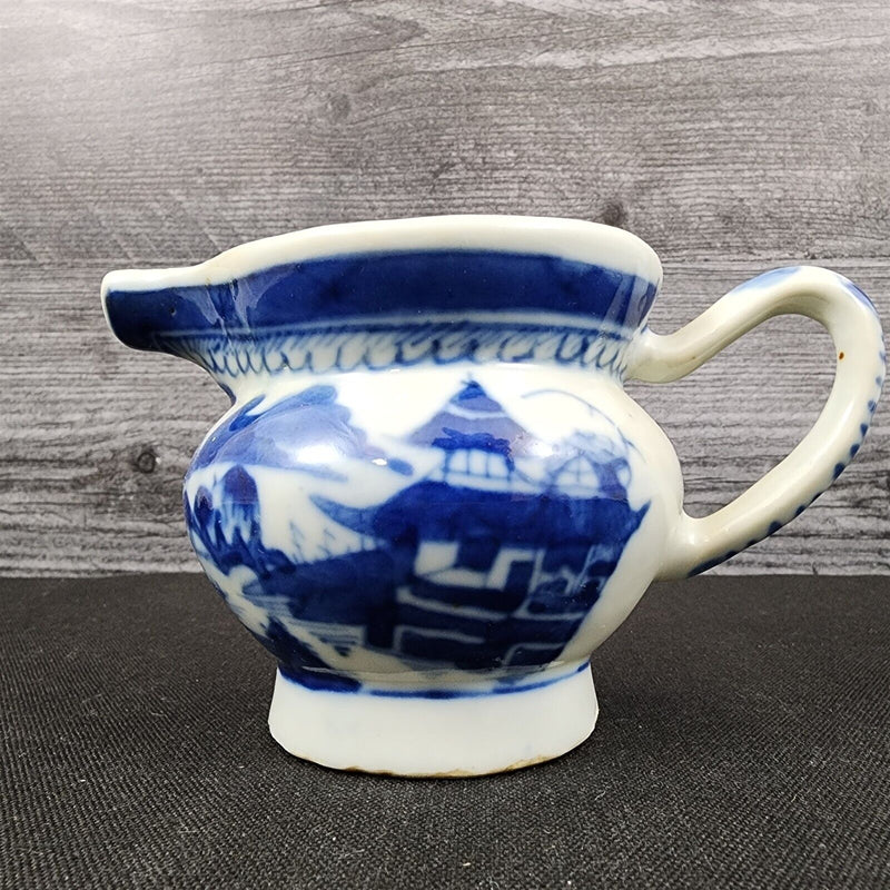 Load image into Gallery viewer, Snout-Nosed Creamer 3” By Canton Antique Chinese Export Blue White Porcelain
