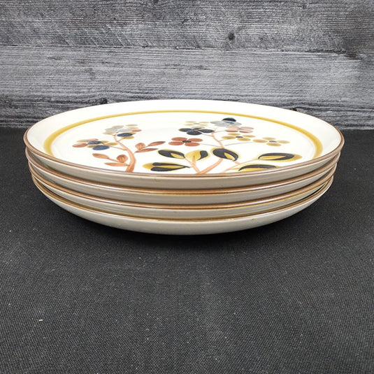Noritake October Fest Set of 4 Dinner Plate Stoneware Brown Blue Yellow Floral