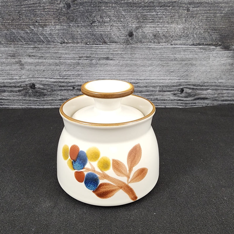 Load image into Gallery viewer, Noritake October Fest Sugar Bowl Stoneware Brown Blue Yellow Floral
