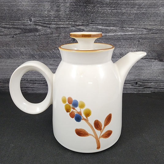 Noritake October Fest Teapot Stoneware Brown Blue Yellow Floral Tea Pot
