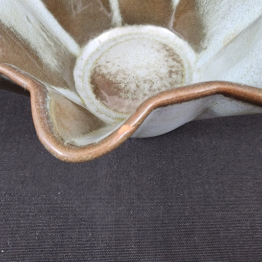 Frankoma Plainsman Woodland Moss Pottery Bowl Blue Brown Green Fluted Planter