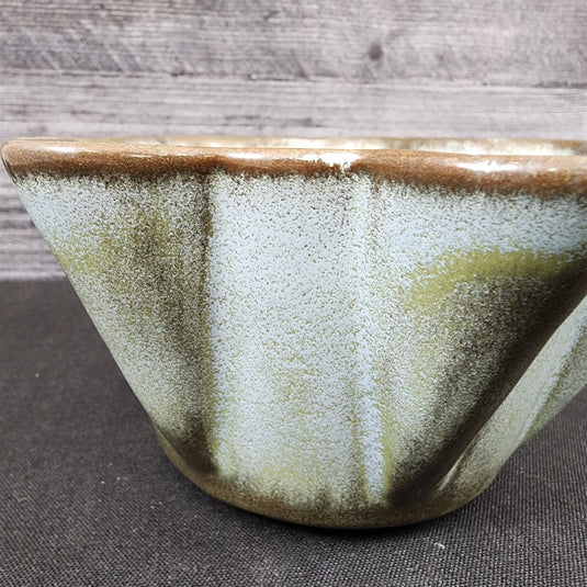 Frankoma Plainsman Woodland Moss Pottery Bowl Blue Brown Green Fluted Planter