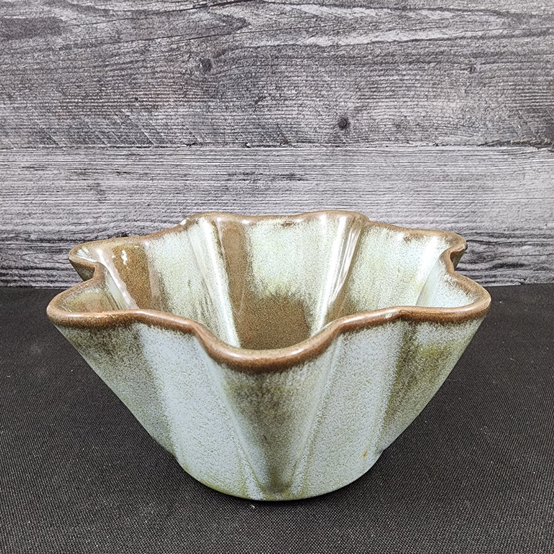 Load image into Gallery viewer, Frankoma Plainsman Woodland Moss Pottery Bowl Blue Brown Green Fluted Planter
