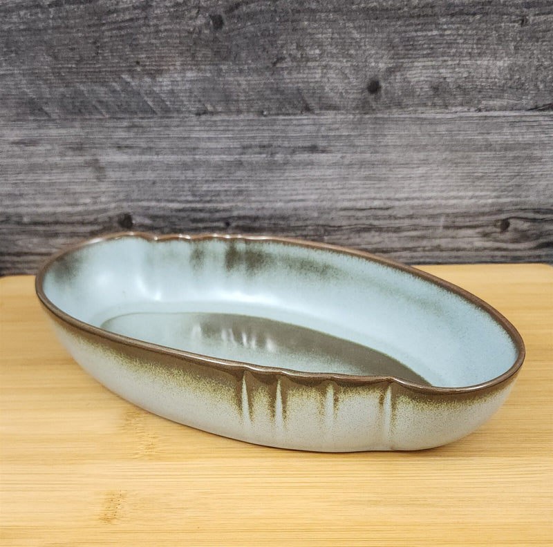 Load image into Gallery viewer, Frankoma Plainsman Woodland Moss Pottery Oriental Bowl Blue Brown Green 10" Dish
