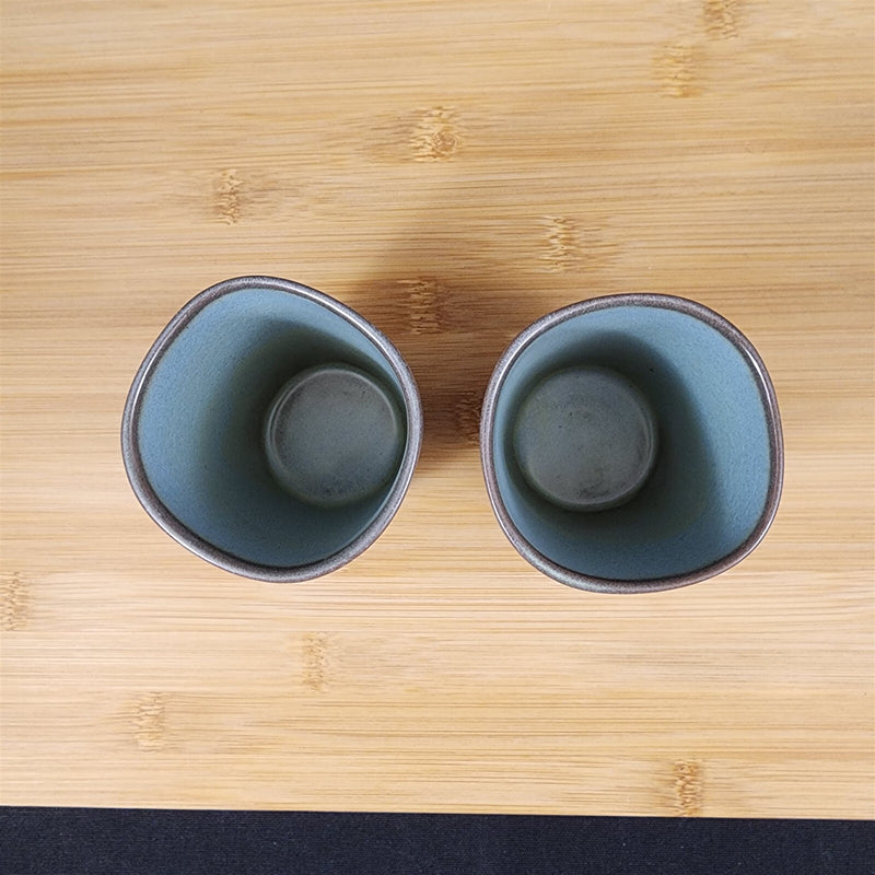 Load image into Gallery viewer, Frankoma Westwind Prairie Green Juice Tumbler Set of 2 Brown Green Pottery
