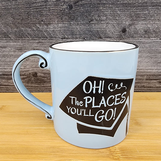 Graduation Coffee Mug Embossed Ceramic Tea Cup Blue Sky Spectrum 16oz