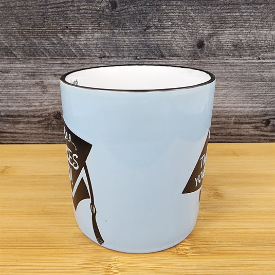 Graduation Coffee Mug Embossed Ceramic Tea Cup Blue Sky Spectrum 16oz