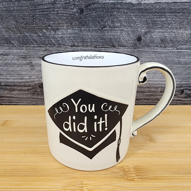 Load image into Gallery viewer, Graduation Coffee Mug Embossed Ceramic Tea Cup Blue Sky Spectrum 16oz Ivory

